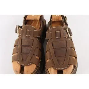 Vintage Streetwear Grunge Mens 8 Chunky Platform Fisherman Leather Sandals Brown Vintage 90s Brown Leather Platform Sandals: Chunky Lug Sole  main image 4